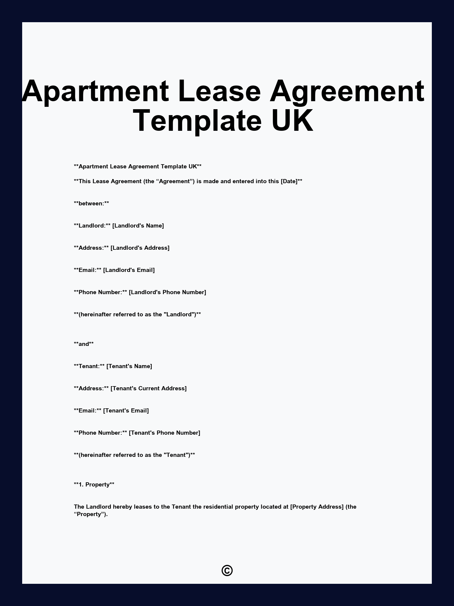Apartment Lease Agreement Template UK