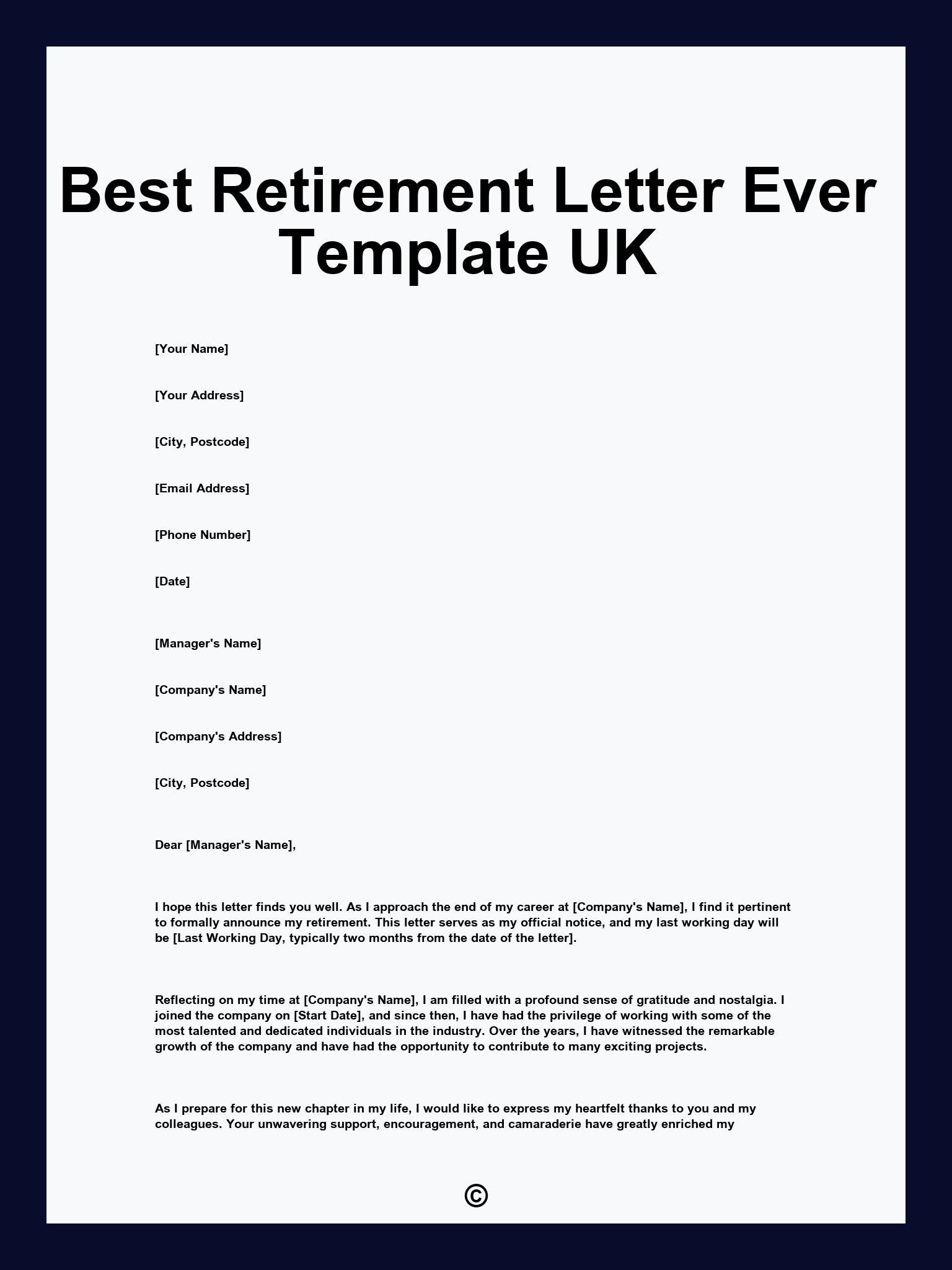 Best Retirement Letter Ever Template UK