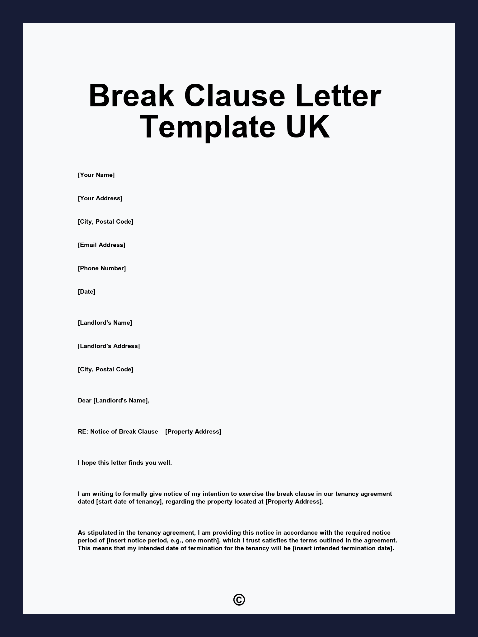 Break Clause Letter Template UK
