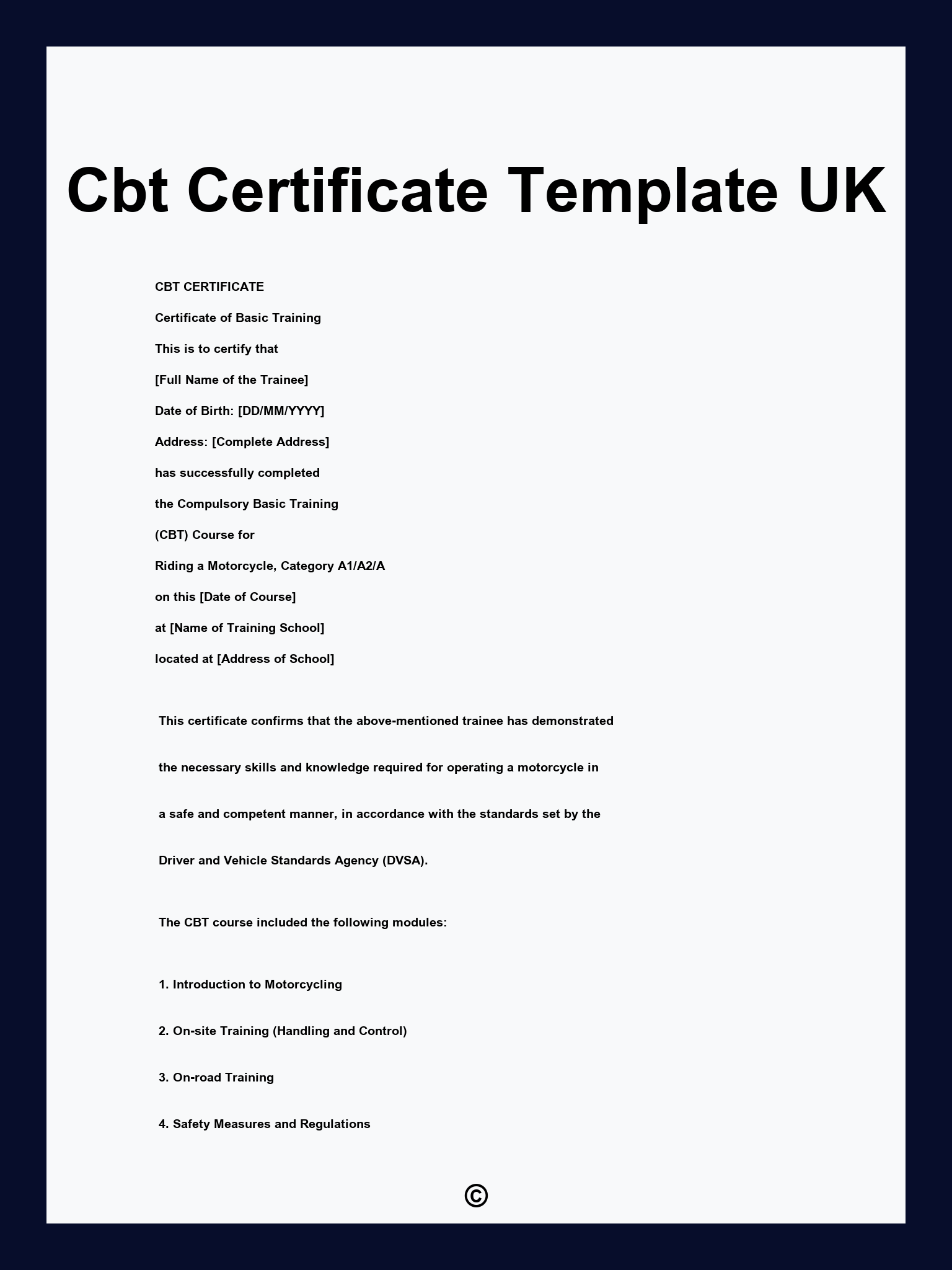 Cbt Certificate Template UK
