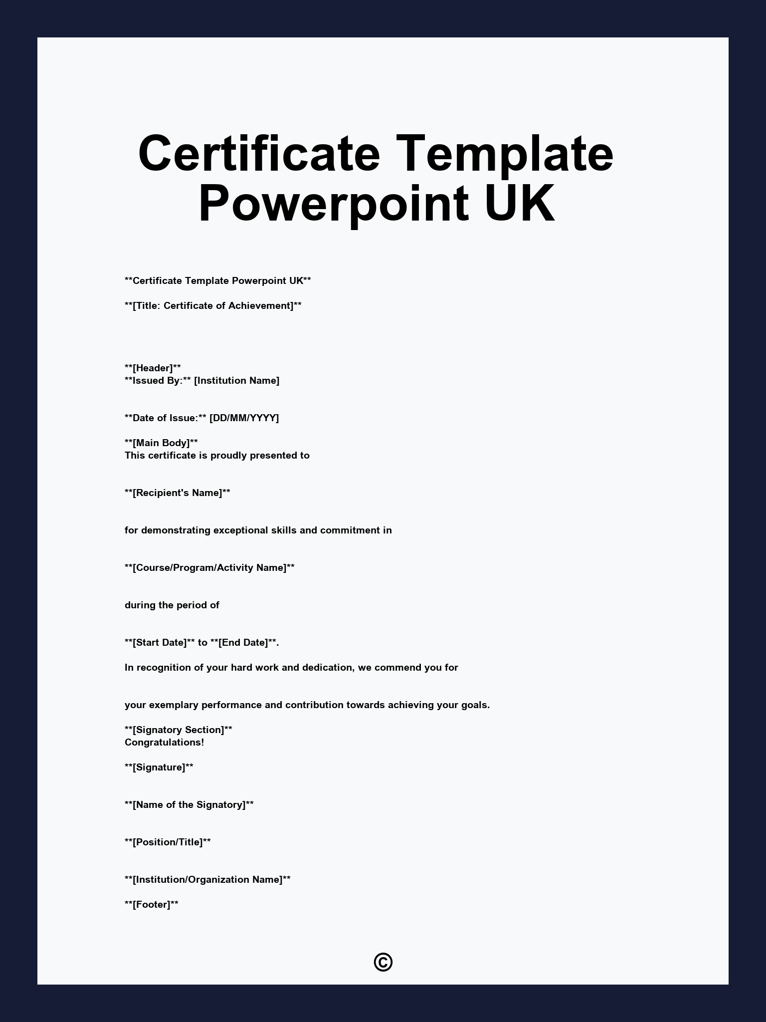 Certificate Template Powerpoint UK