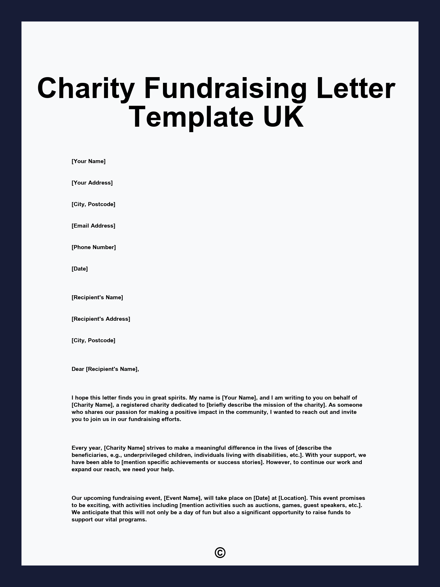Charity Fundraising Letter Template UK