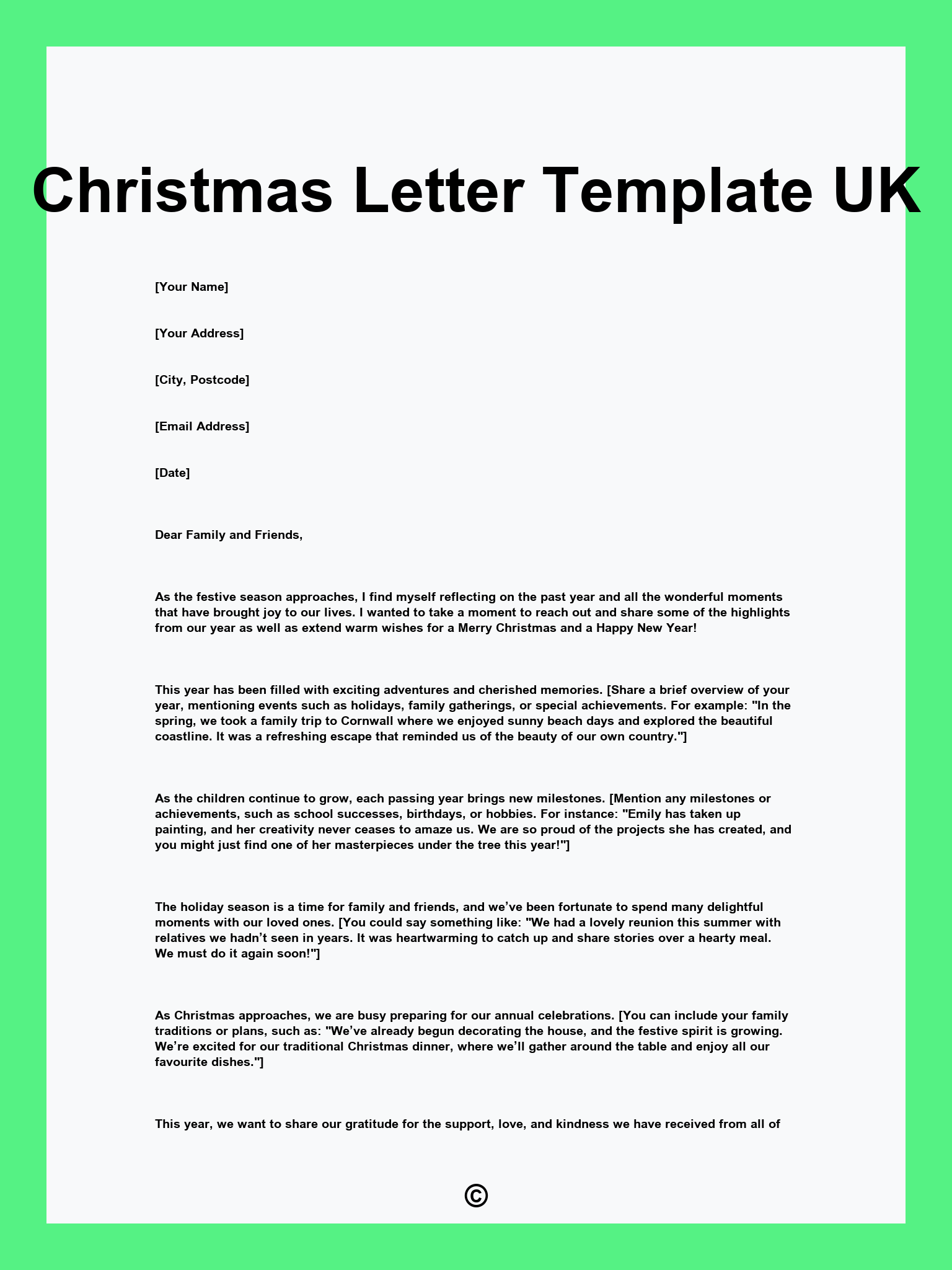 Christmas Letter Template UK
