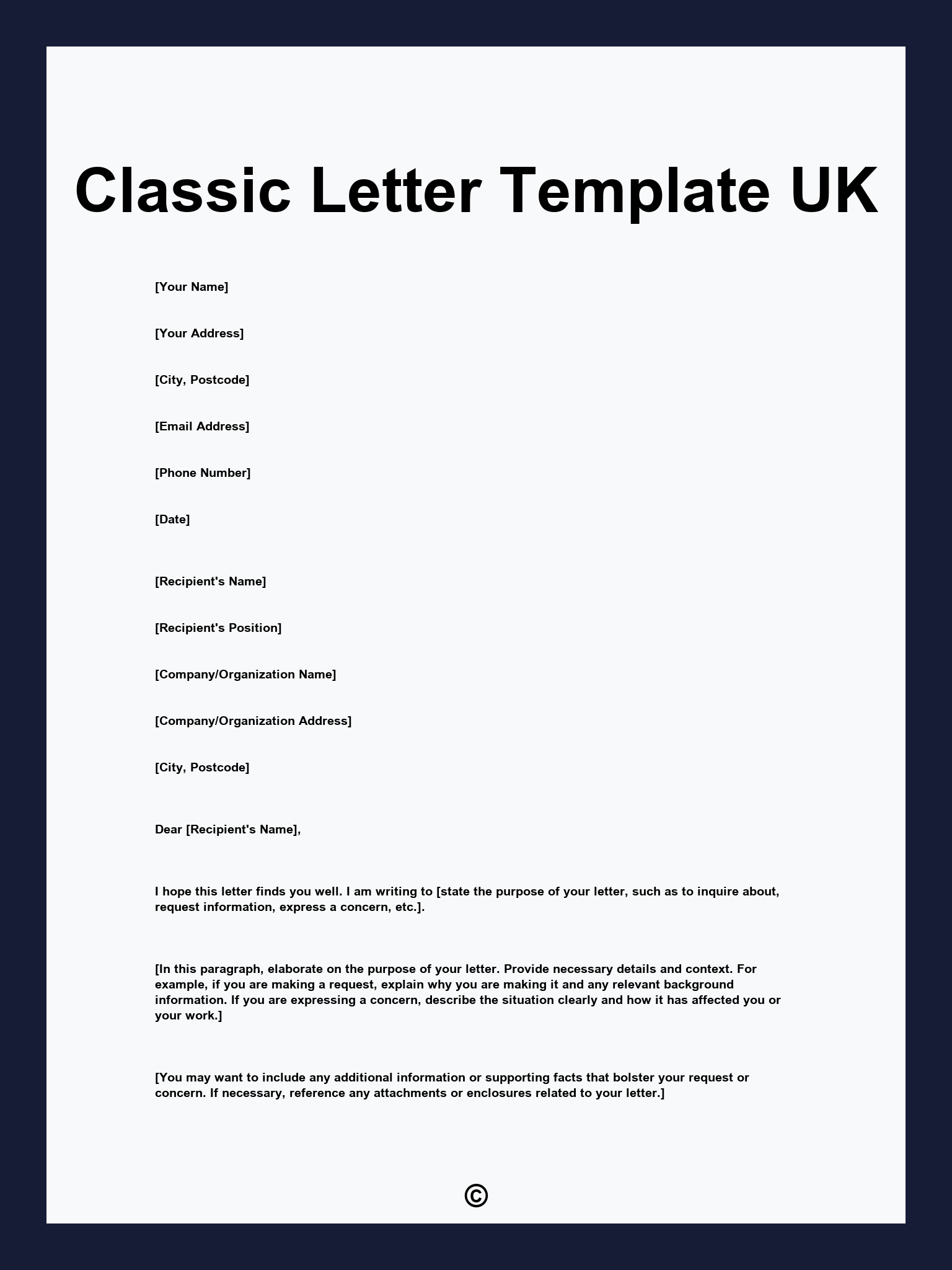 Classic Letter Template UK