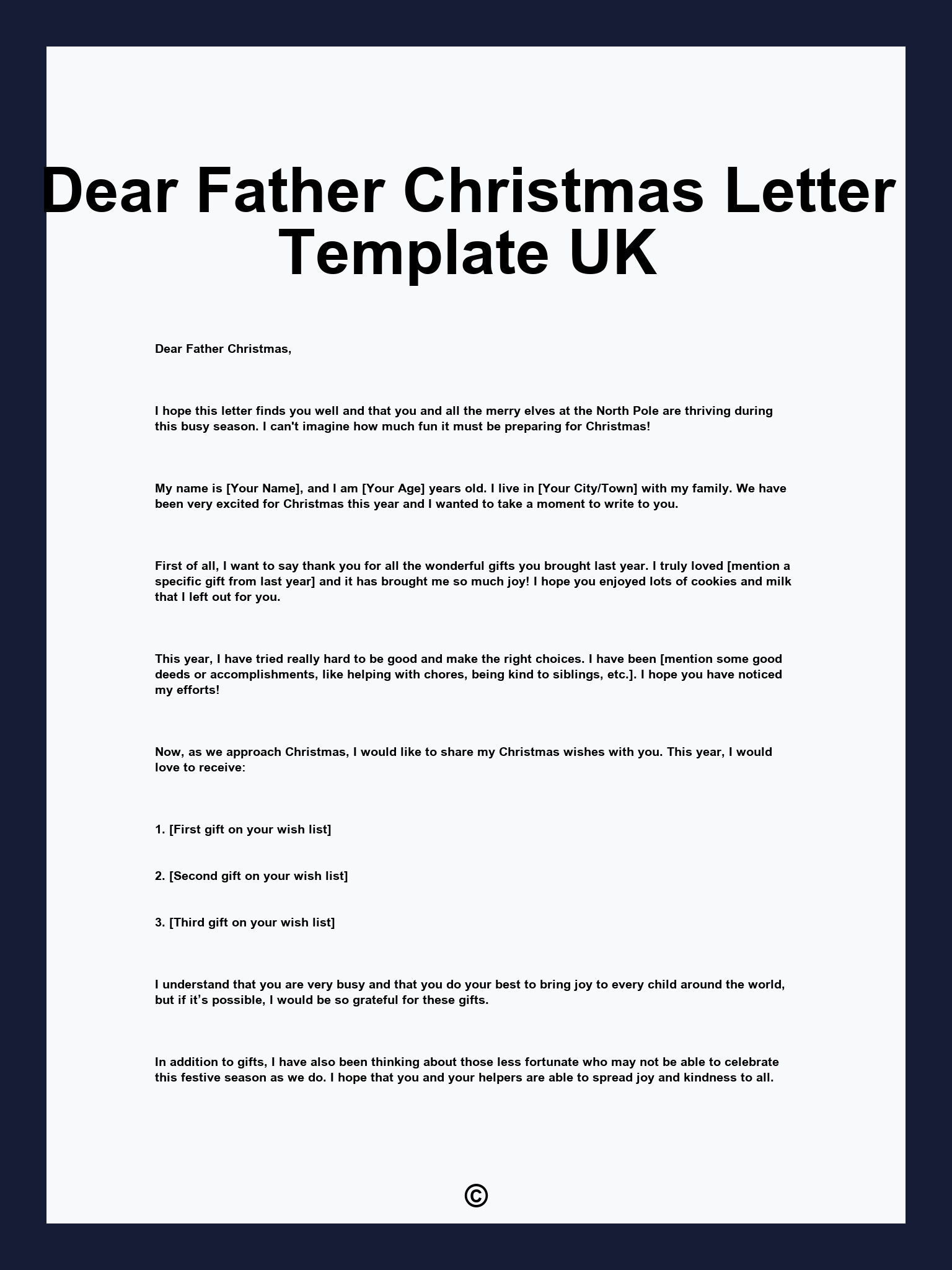Dear Father Christmas Letter Template UK