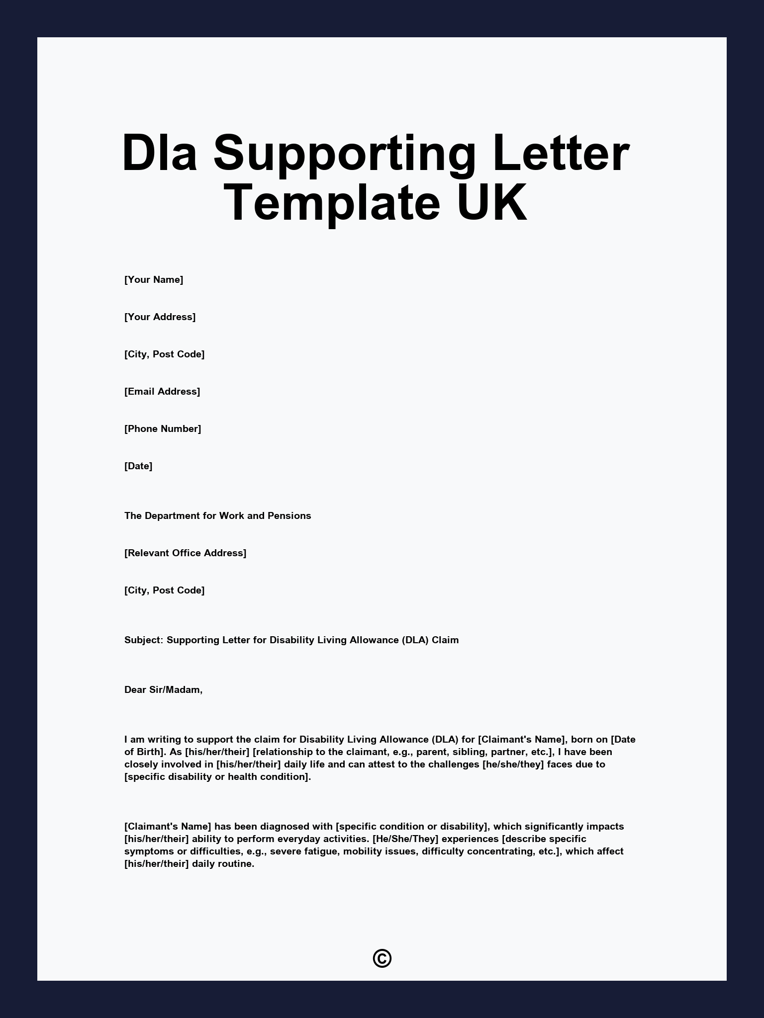 Dla Supporting Letter Template UK
