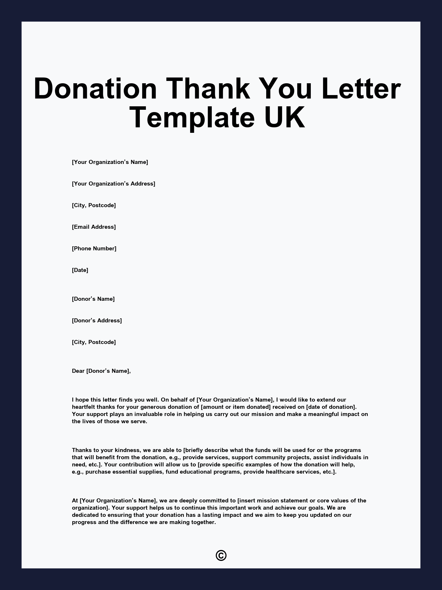 Donation Thank You Letter Template UK