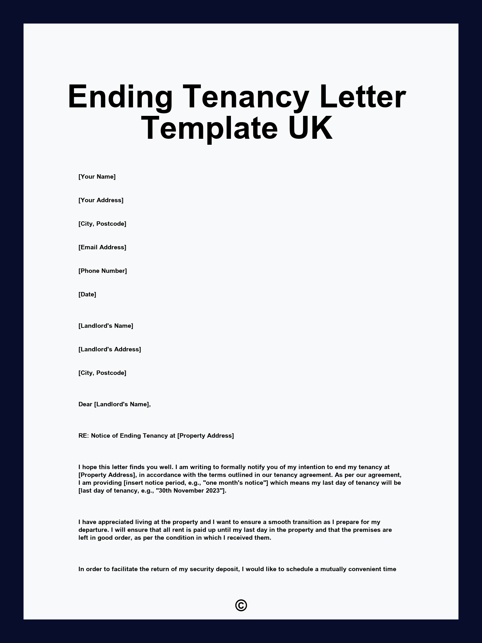 Ending Tenancy Letter Template UK
