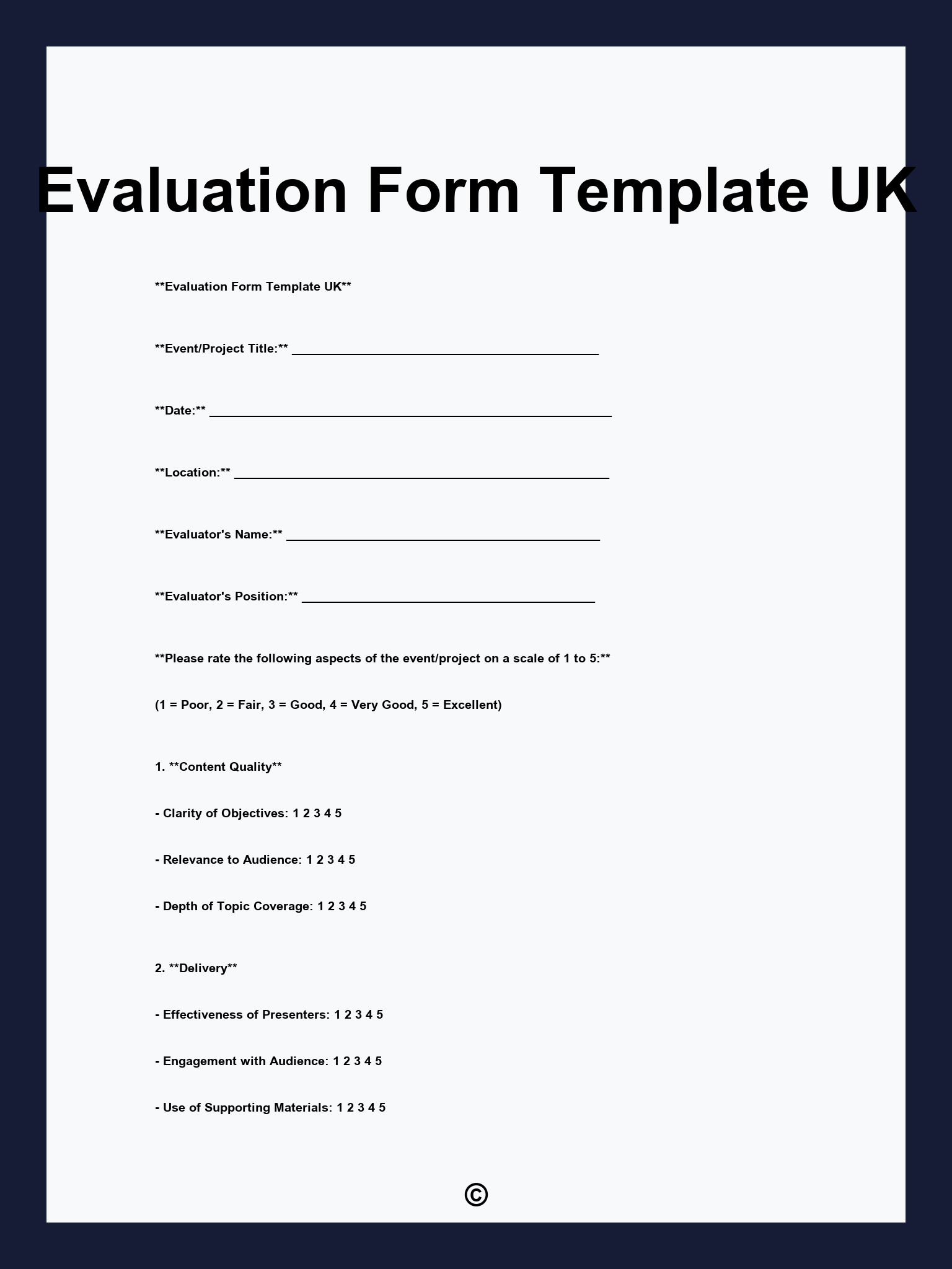 Evaluation Form Template UK