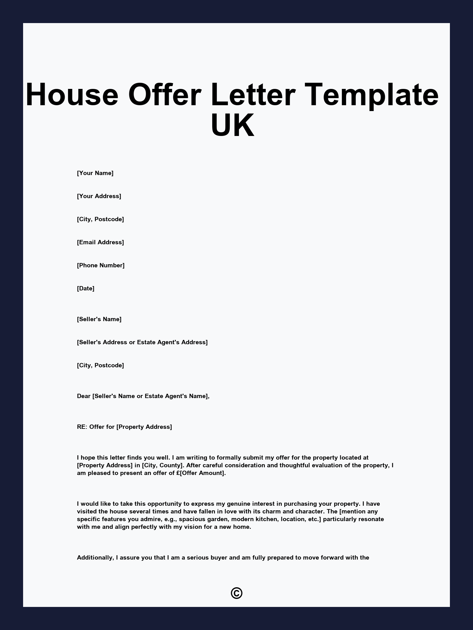 House Offer Letter Template UK