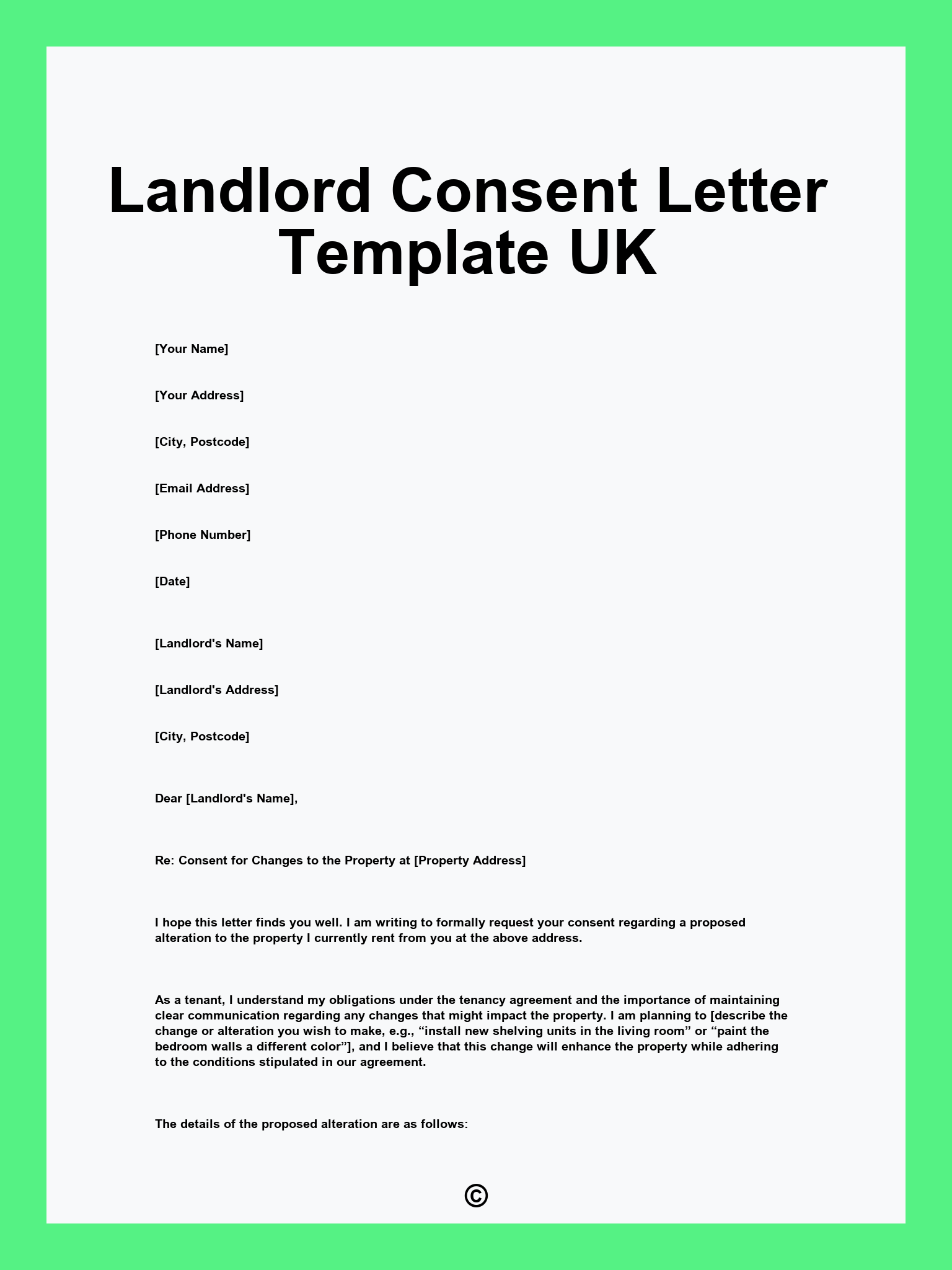 Landlord Consent Letter Template UK