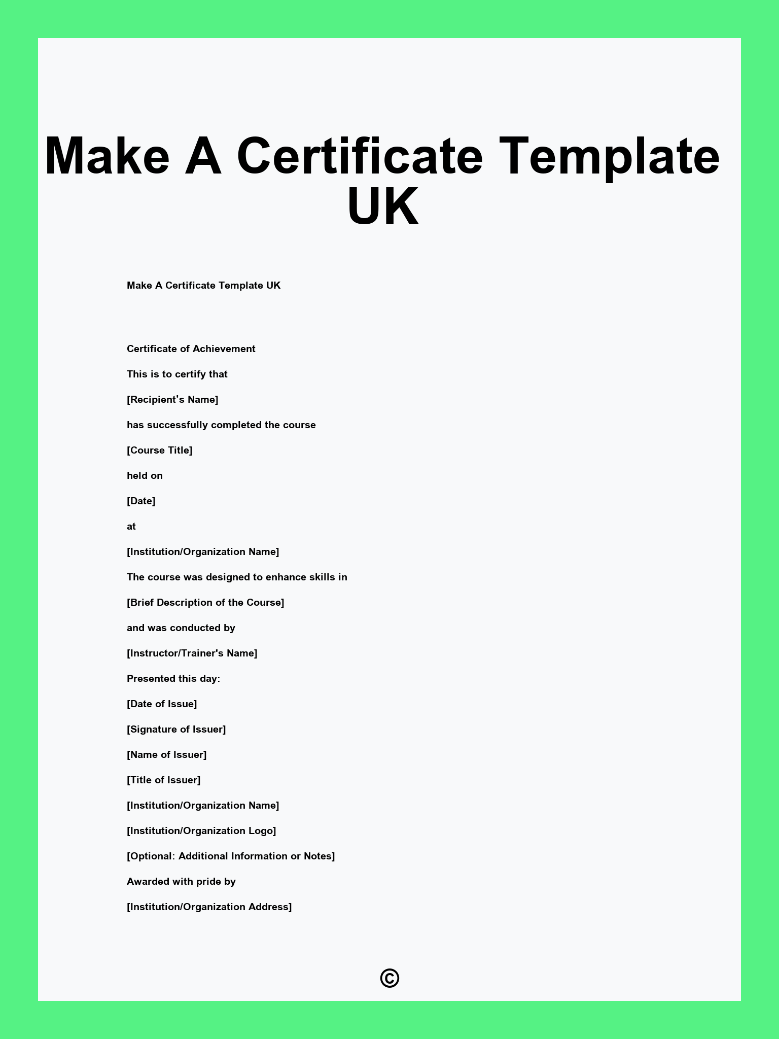 Make A Certificate Template UK