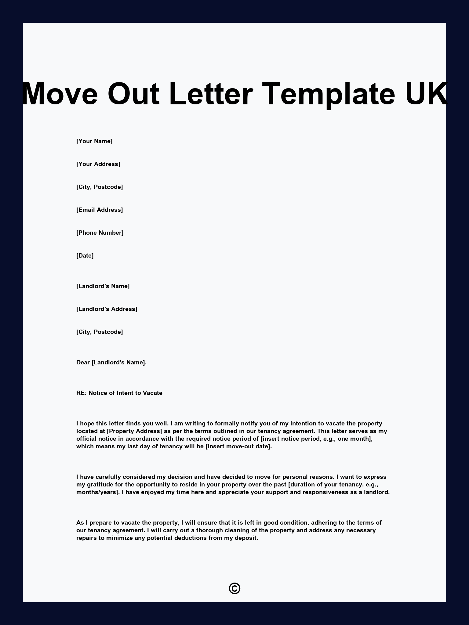 Move Out Letter Template UK
