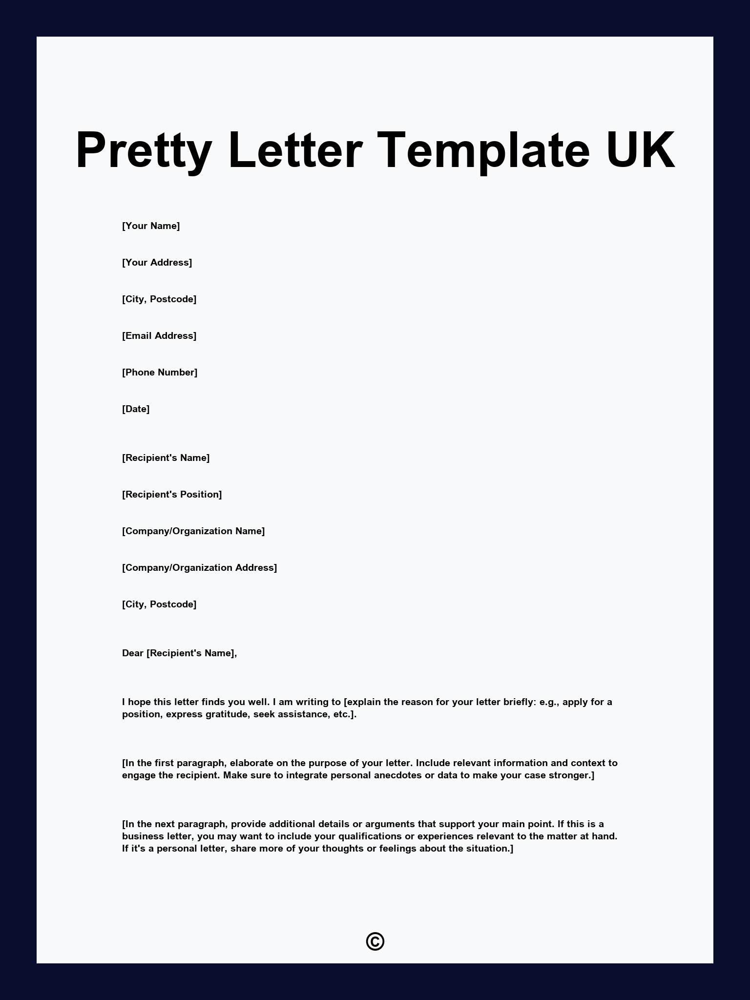 Pretty Letter Template UK