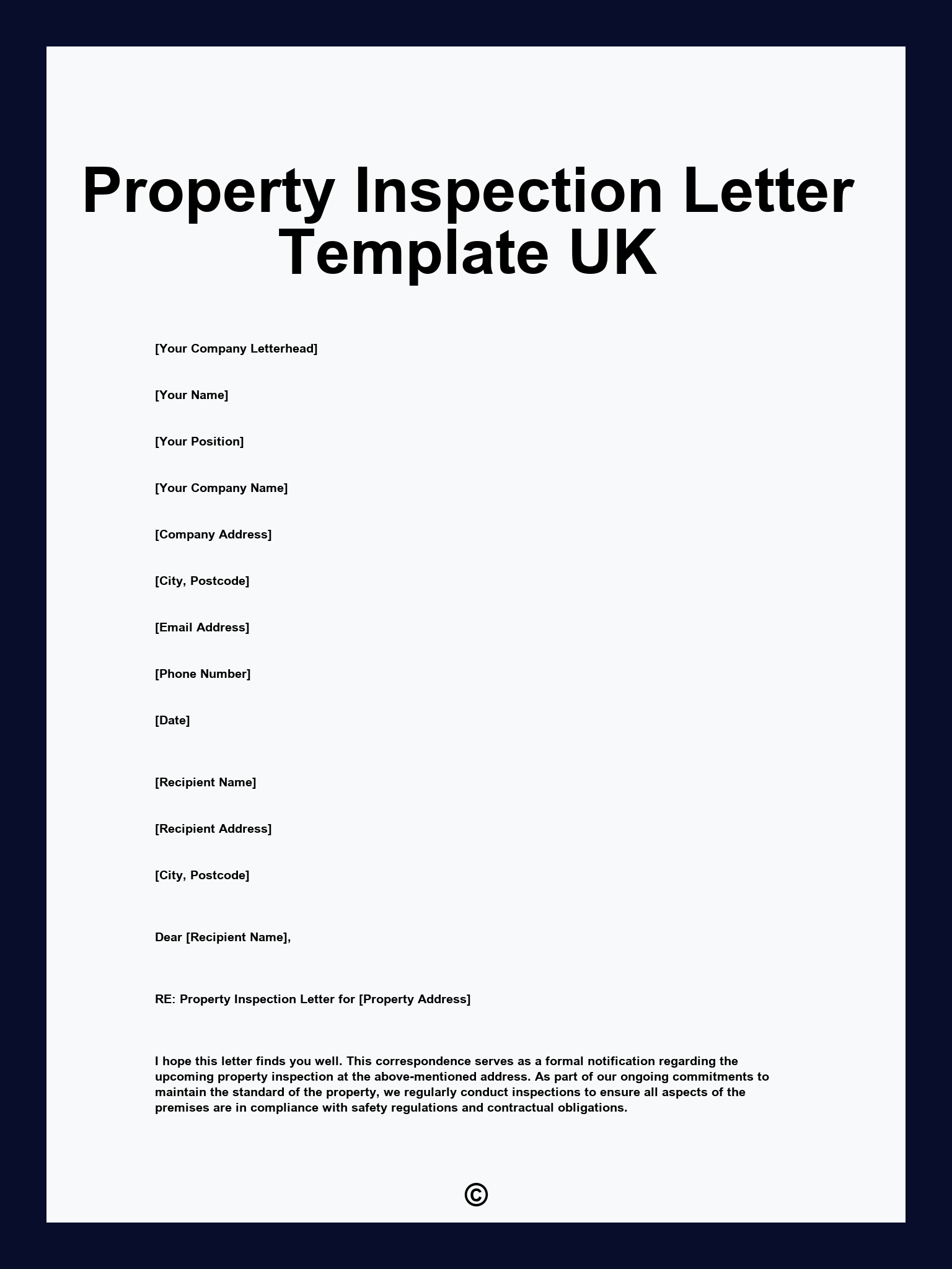 Property Inspection Letter Template UK