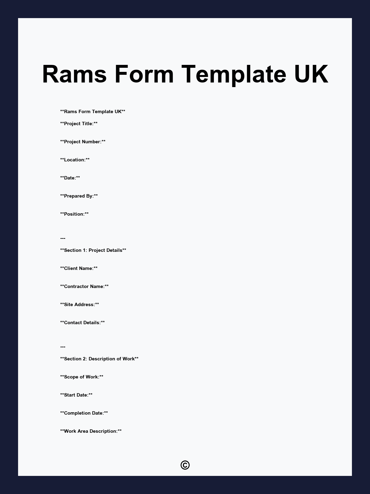 Rams Form Template UK
