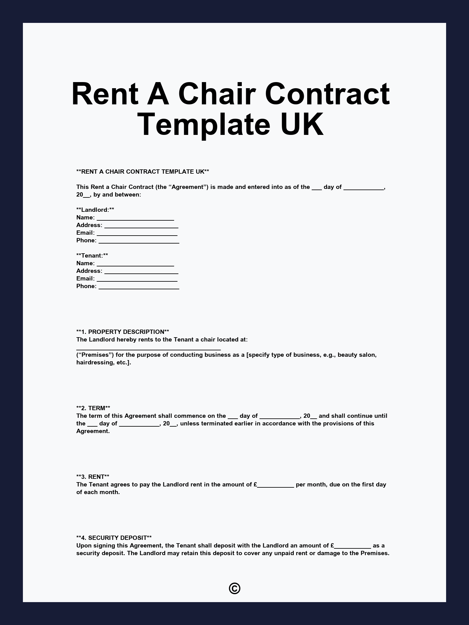 Rent A Chair Contract Template UK