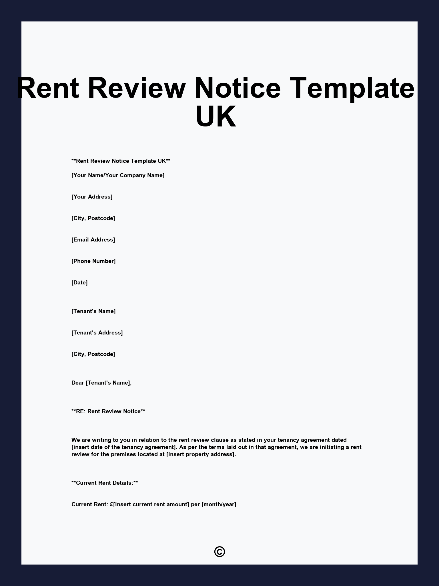 Rent Review Notice Template UK