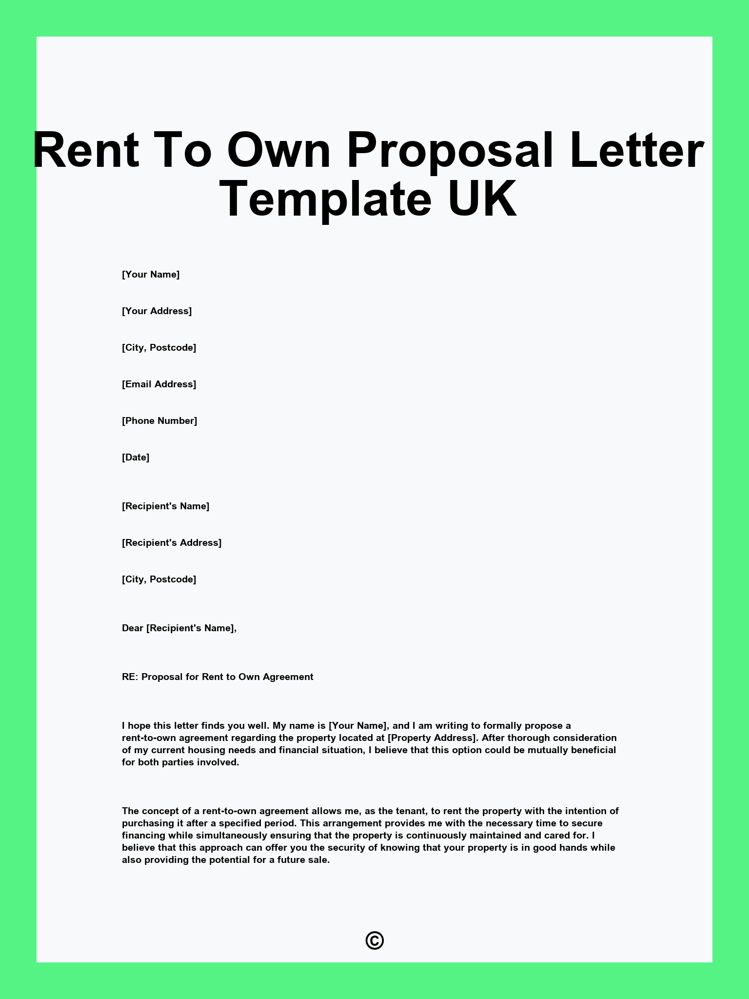 Rent To Own Proposal Letter Template UK