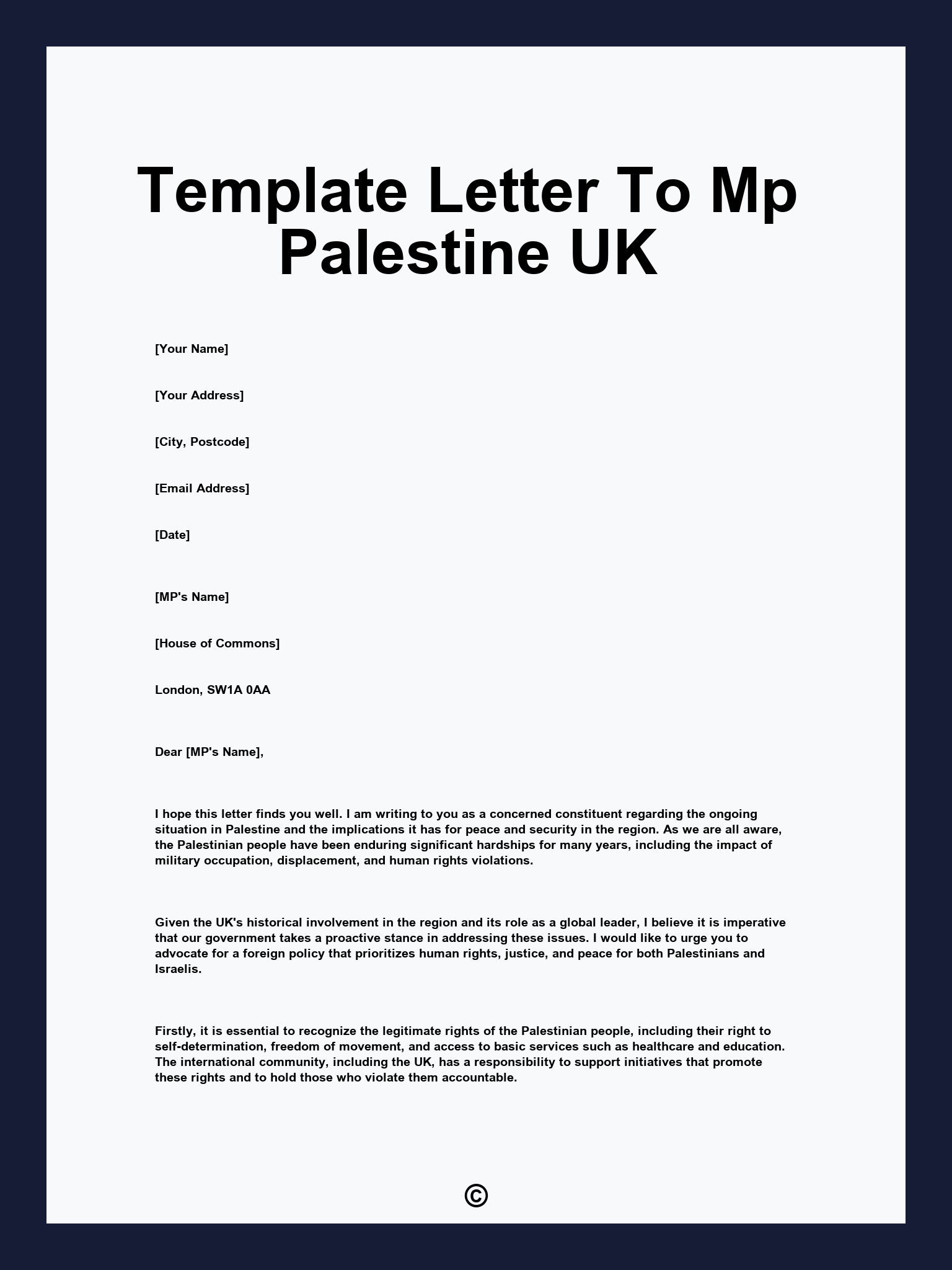 Template Letter To Mp Palestine UK