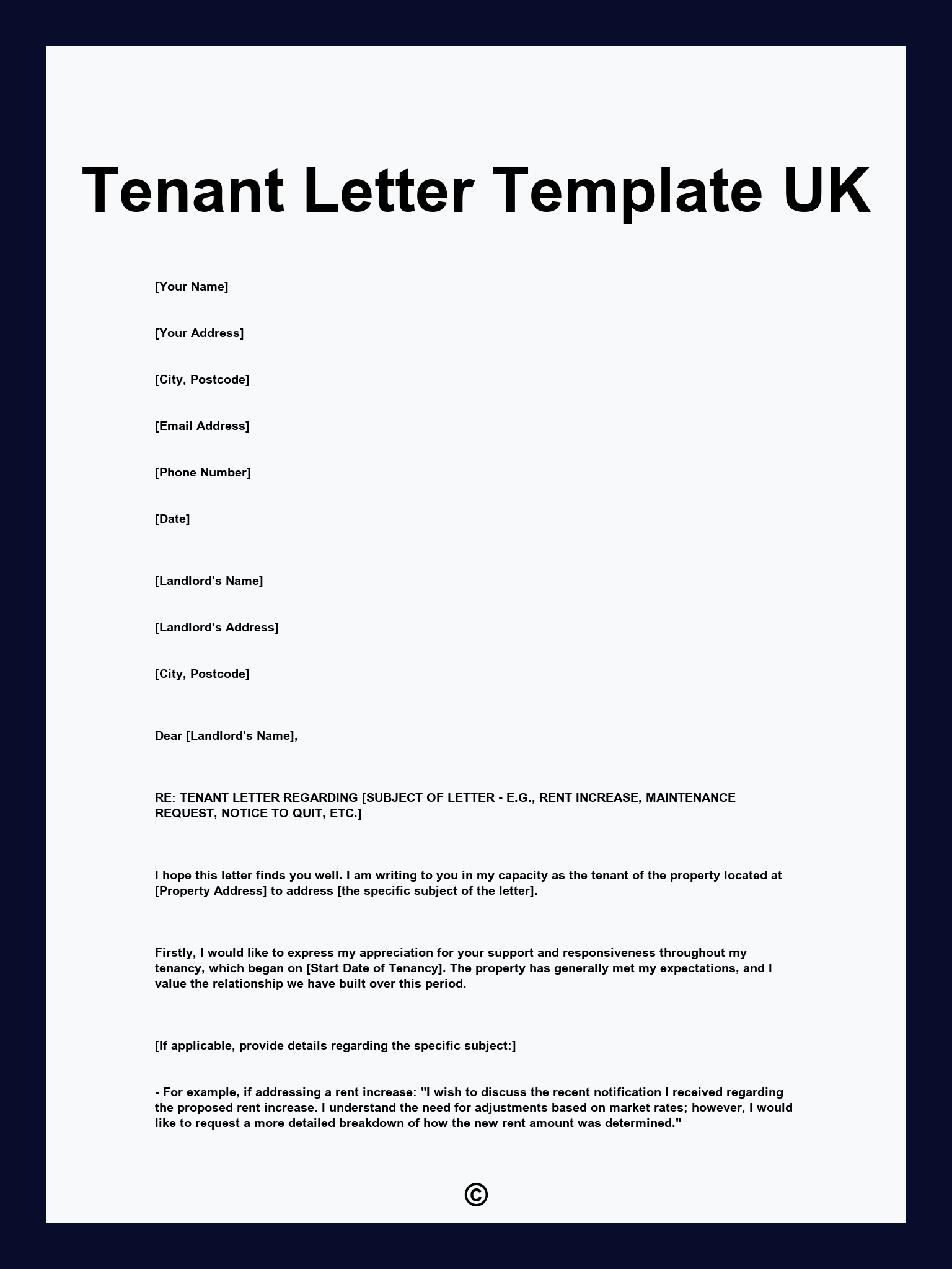 Tenant Letter Template UK