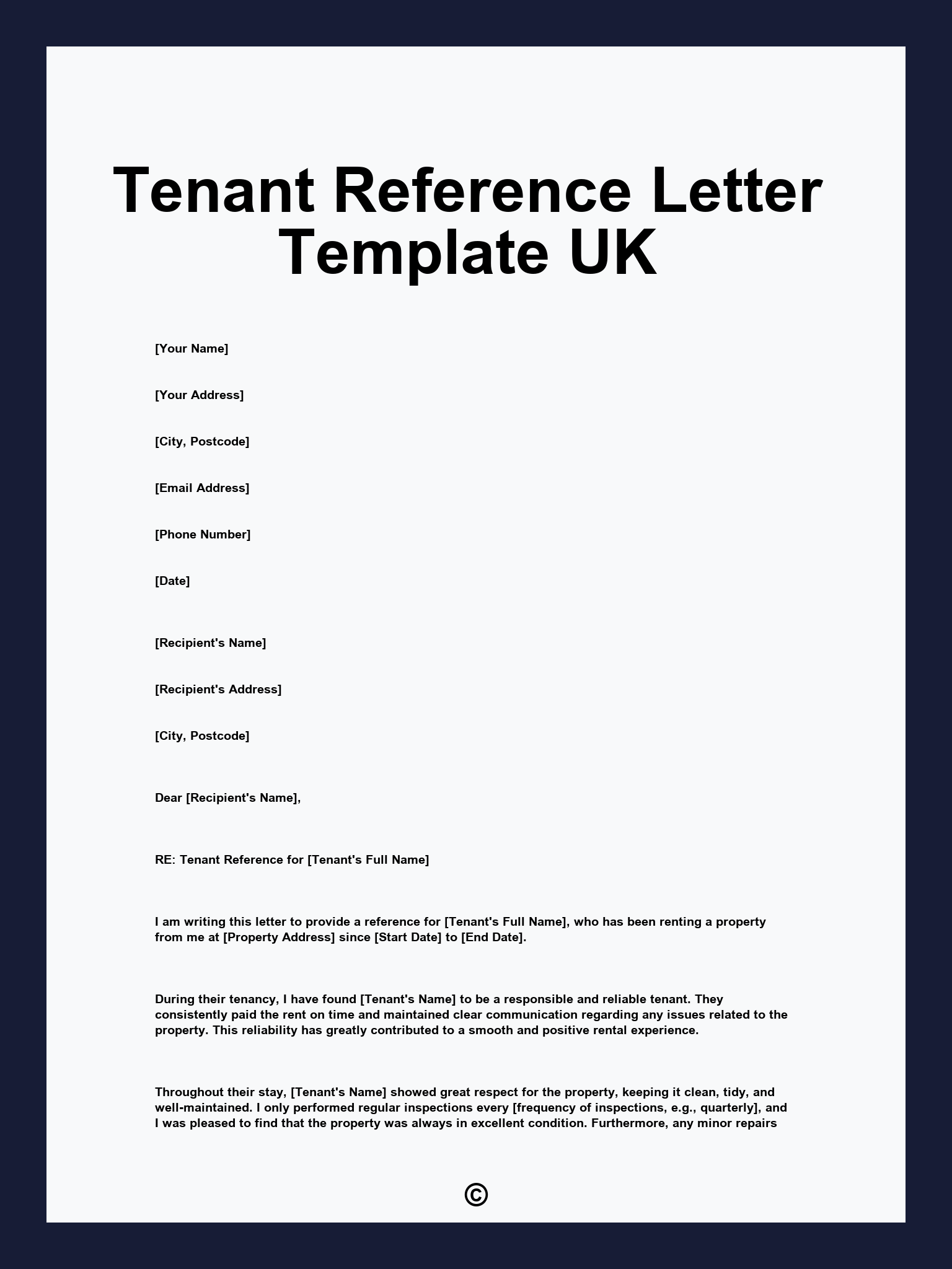 Tenant Reference Letter Template UK