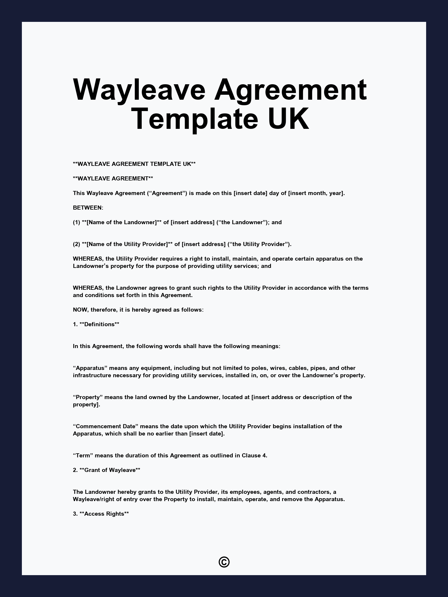 Wayleave Agreement Template UK